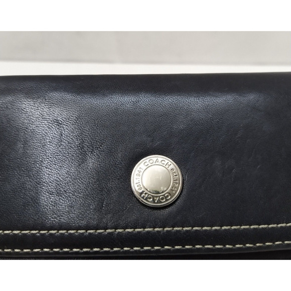 Coach Chelsea Black Leather Credit Card Trifold Long Wallet - Picture 4 of 15